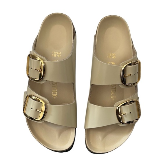 NEW Birkenstock Women's Arizona Big Buckle Slide Sandals size 39 Ecru - Picture 2 of 12